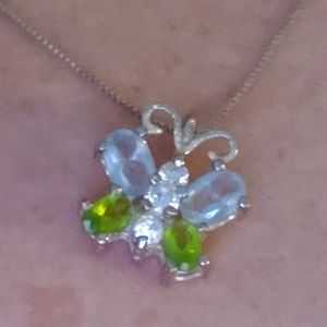 Sterling Silver and Gemstone Butterfly Nec…